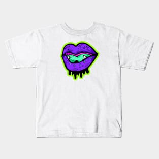 Dope purple evil mouth illustration Kids T-Shirt